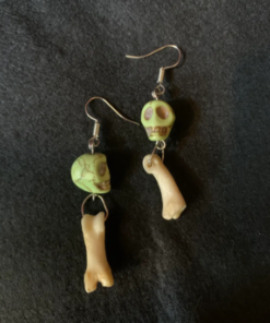 Coyote Bone with Skull Earrings