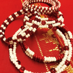 Lord Dark's Handcrafted Orisha Spirit Bead Bracelet Red and White